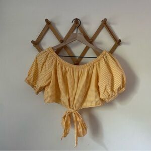 Zara Yellow Gingham Tie Crop Top